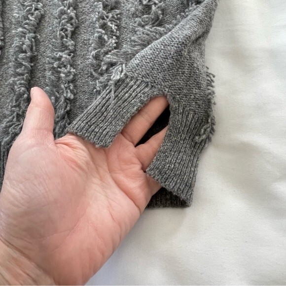 Madewell Fringe-Stripe Pullover 100% Merino‎ Wool Gray Sweater Size XXS - Picture 7 of 12